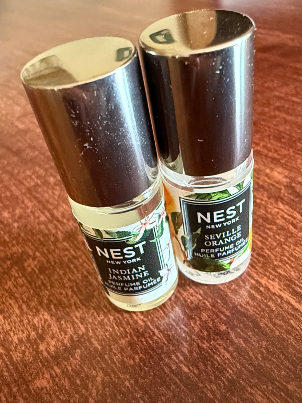 NEST Fragrances Gold-Cap Indian Jasmine & Seville Orange Perfume Oil Duo